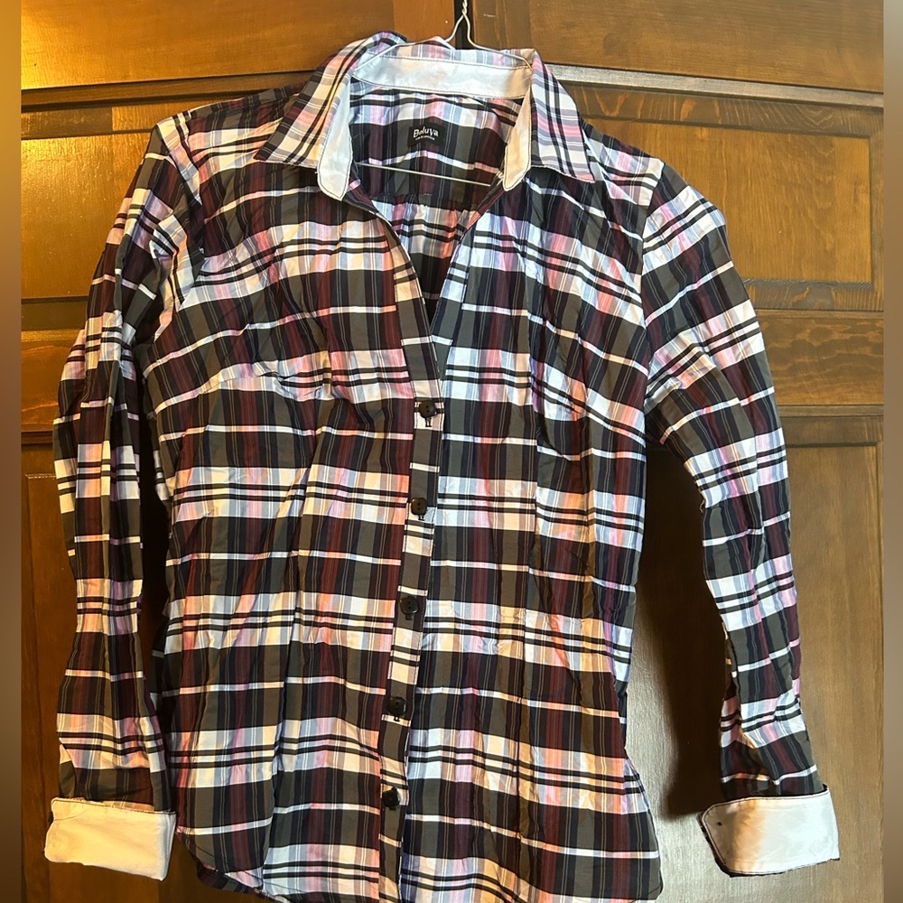Beluva shirt, crinkled, fitted, size M